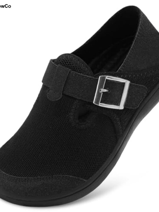 Shoes - Womens Wide Toe Barefoot Walking Shoes Zero Drop Slip on Clogs Adjustable Strap